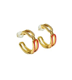 EARRING LINK RED WITH ZIRCON