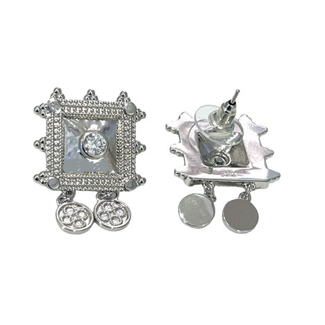 EARRING SQUARE SILVER WITH ZIRCON USHBA