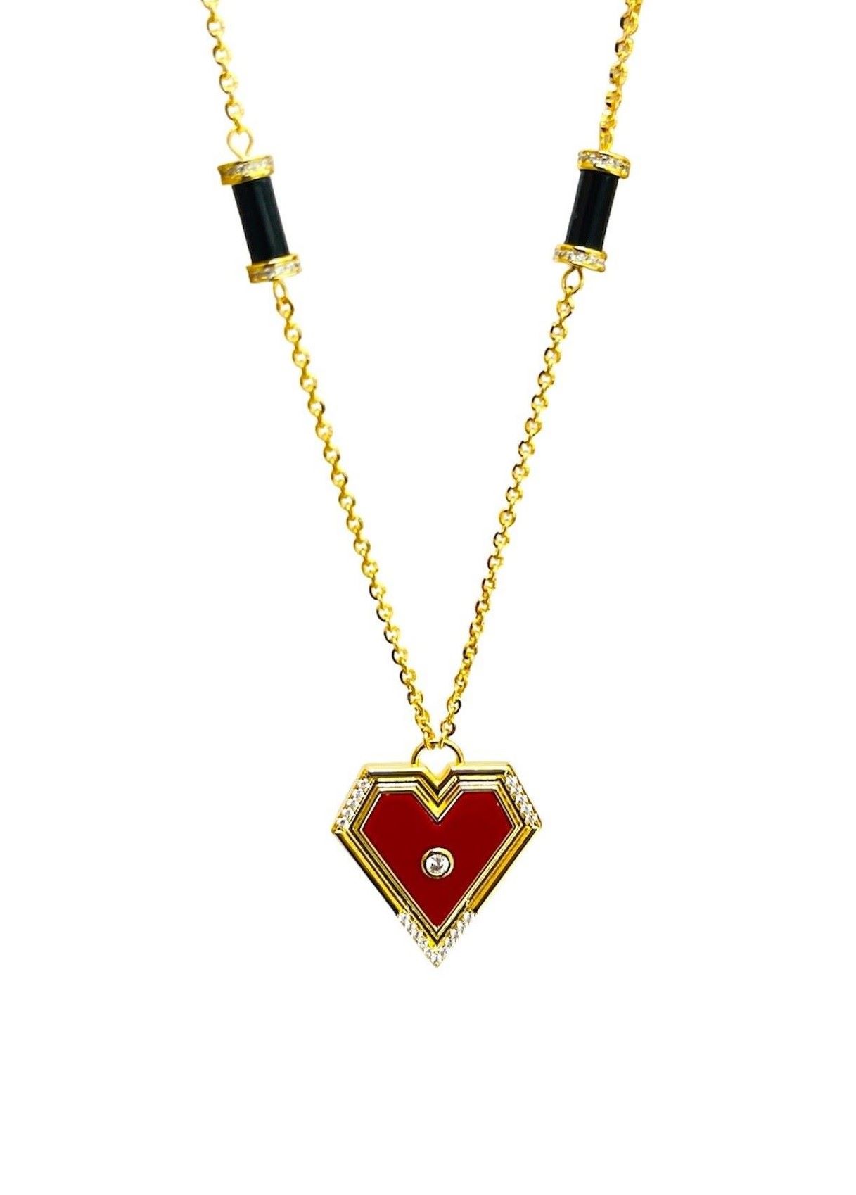 NECKLACE POLYHEART RED WITH ZIRCON