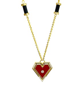 NECKLACE POLYHEART RED WITH ZIRCON