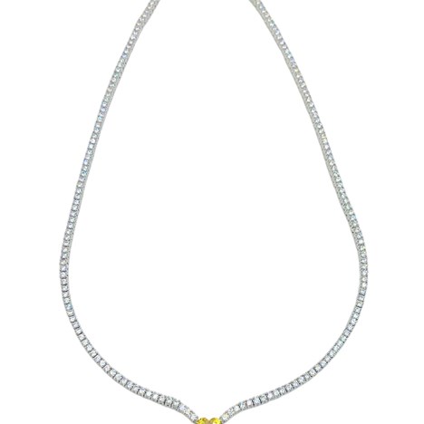 NECKLACE SILVER TENNIS HEART YELLOW