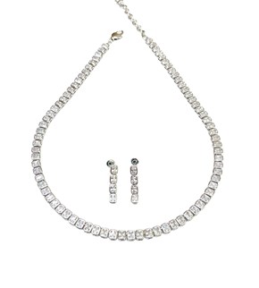 SET RHINES NECKLACE AND EARRING WHITE