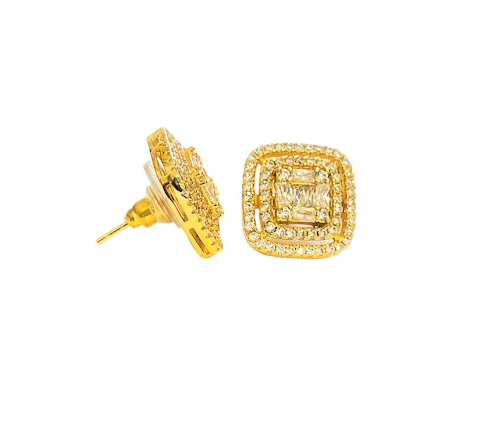 EARRING GOLD SQAURE WITH ZIRCON