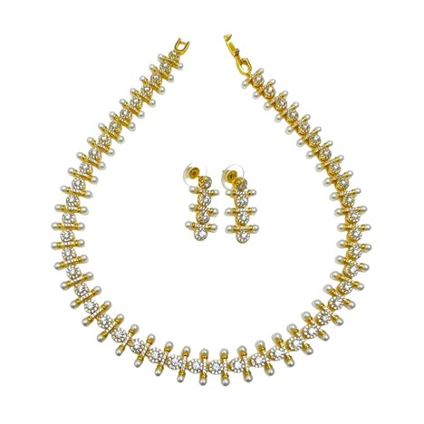 NECKLACE WITH EARRING SET SPOT PEARL