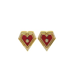 EARRING POLYHEART RED WITH ZIRCON
